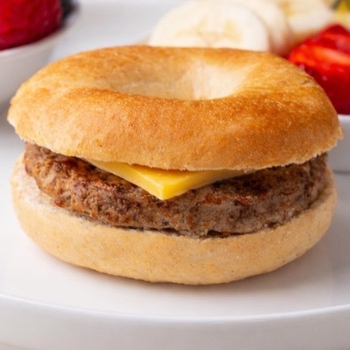 Sausage and cheese mini bagel sandwich